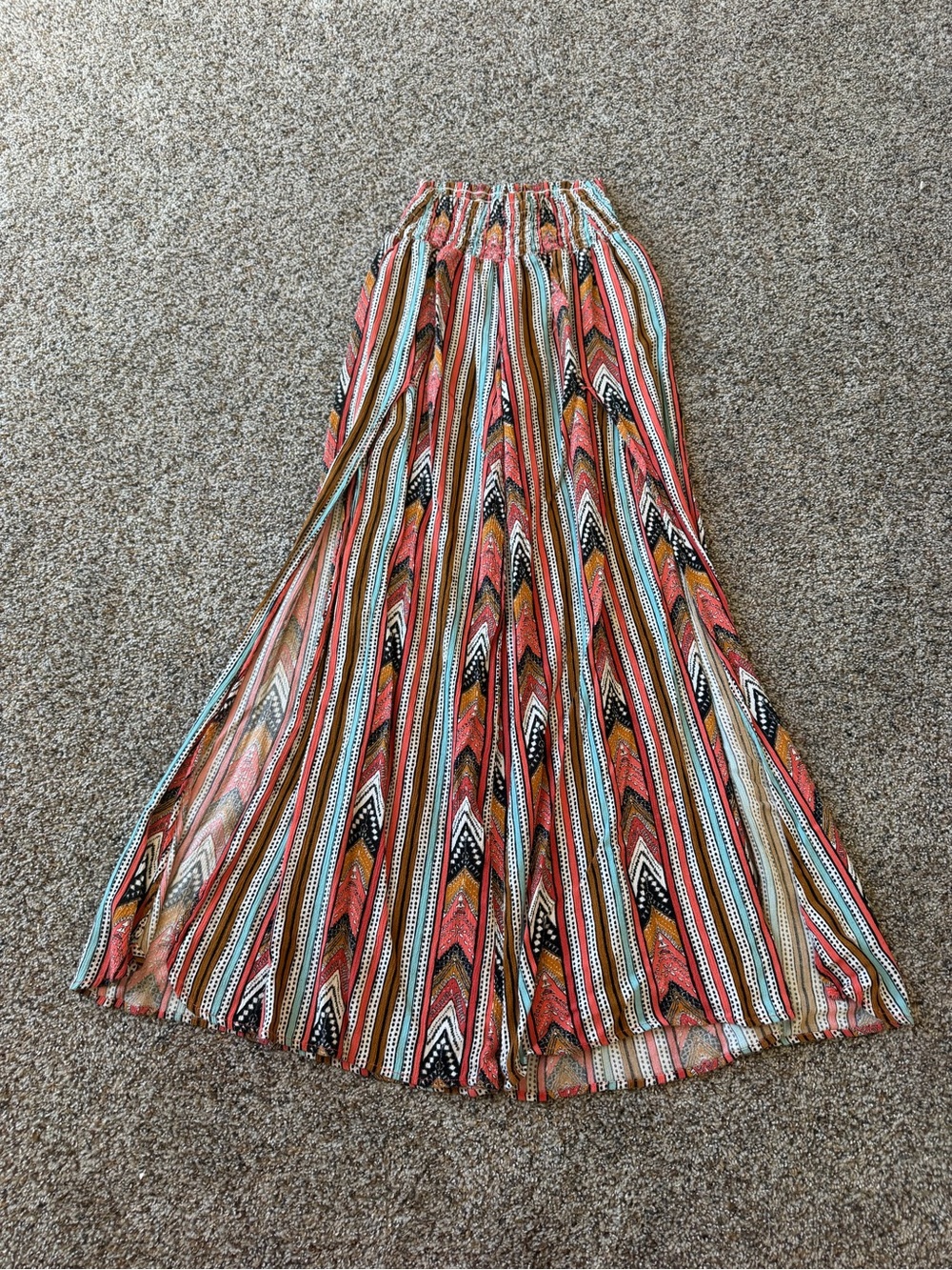 Rewash S Boho Tribal Stripe Split Leg Side Slit Palazzo Pants Festival Rayon